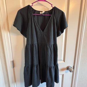 Universal Thread Black Tiered Dress with Short Sleeves
